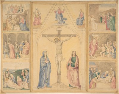 Christ en Croix avec Six Scènes de la Vie du Christ - Eduard von Steinle