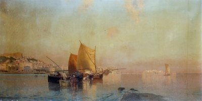Port de Naples avec des bateaux - Eduardo Dalbono