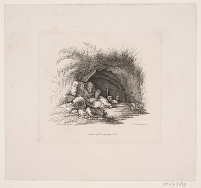 Un ermite dans sa grotte - Edvard Fortling