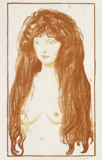 Die Sünde (Mädchen mit rotem Haar und grünen Augen) - Edvard Munch