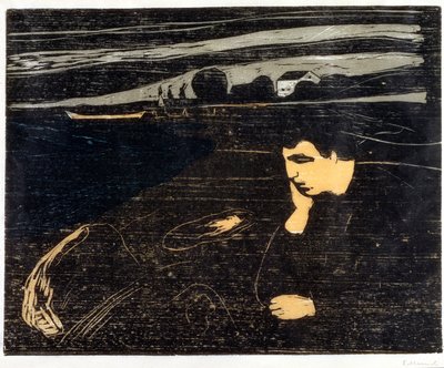 Soir, Mélancolie : Sur la plage (Abend, Melancholie am Strand) - Edvard Munch