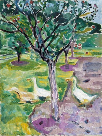Oies dans un verger, vers 1911 - Edvard Munch