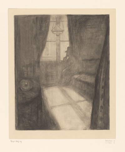 Homme dans un intérieur assis près de la fenêtre - Edvard Munch