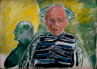Autoportrait portant un pull rayé - Edvard Munch