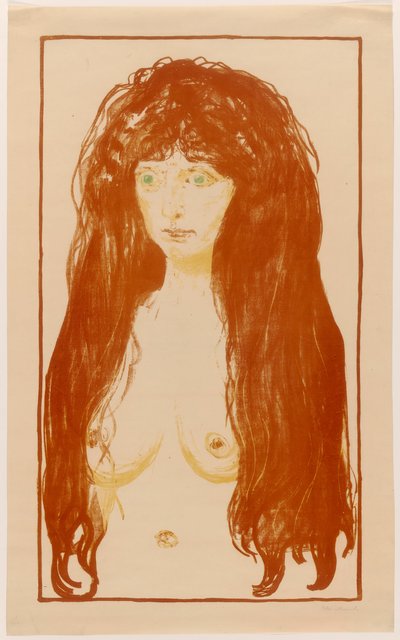 Femme aux cheveux rouges et aux yeux verts. Le Péché - Edvard Munch