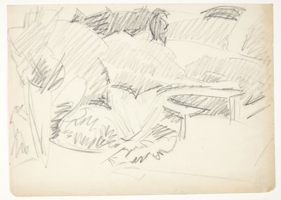 Paysage de jardin avec un banc de jardin semi-circulaire - Edvard Weie