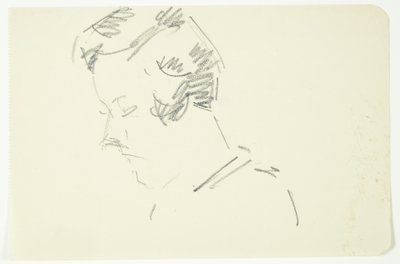 Étude de portrait de la peintre Ellen Olrik, tête inclinée, profil 7/8 vers la gauche - Edvard Weie