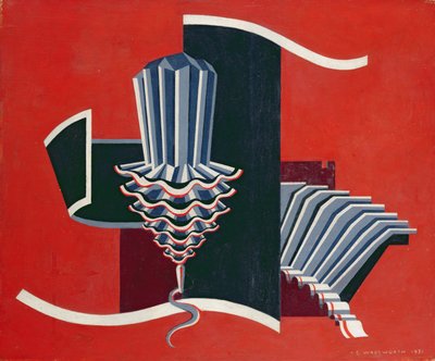 Composition sur fond rouge - Edward Alexander Wadsworth