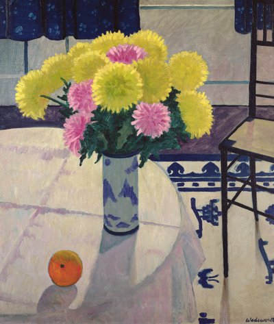 Nature morte avec des chrysanthèmes dans un vase - Edward Alexander Wadsworth