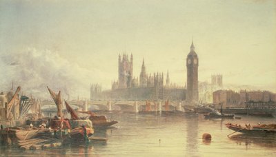 Les Chambres du Parlement et le pont de Westminster - Edward Angelo Goodall