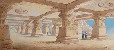 Temple taillé dans la roche, Ellora, Maharashtra, Inde, 1878 - Edward Arthur Heffer