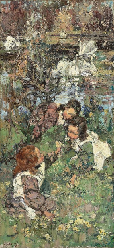 Filles et cygnes - Edward Atkinson Hornel