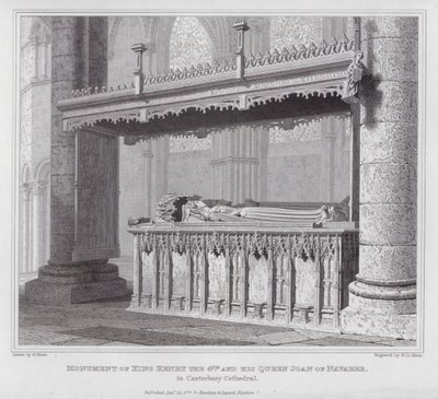 Monument du roi Henri IV et de sa reine Jeanne de Navarre, dans la cathédrale de Canterbury (gravure) - Edward Blore