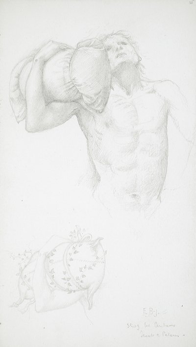 Nu masculin tenant un coussin - Edward Burne-Jones