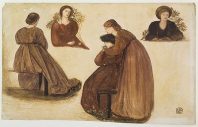 Conception pour la décoration de la Maison Rouge, (études de femmes) 1860 - Edward Burne Jones