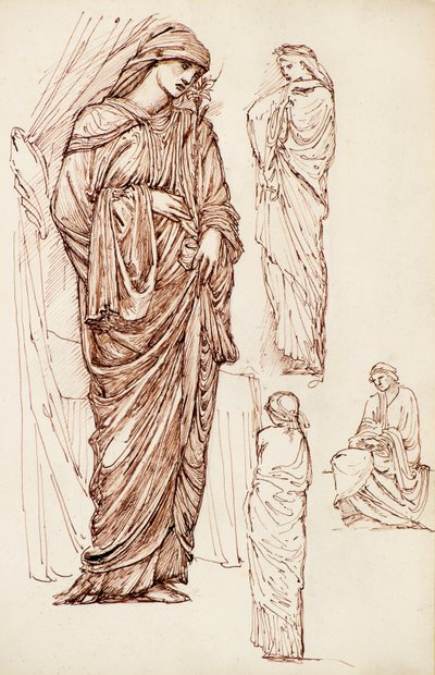 Vierge Marie et Sainte Élisabeth, figures vêtues - Edward Burne Jones