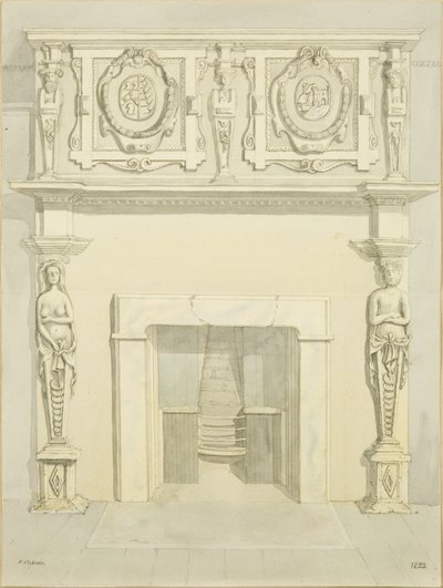 Cheminée dans le bureau de Messrs Harris, anciennement partie du 