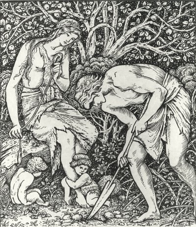 Adam et Ève (Travail : Quand Adam creusait et Ève filait, qui était alors le gentilhomme ?) - Edward Coley (after) Burne Jones