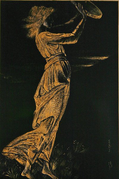 Fille avec un tambourin - Edward Coley Burne Jones