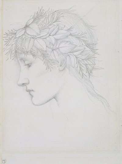 Tête couronnée de feuilles, c.1897 - Edward Coley Burne Jones