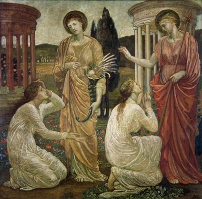 Cupidon et Psyché - Fresques de Palace Green - Psyché aux sanctuaires de Junon et Cérès, 1881 - Edward Burne Jones
