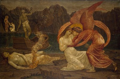 Cupidon et Psyché - Murales de Palace Green - Psyché recevant le coffret de Proserpine - Edward Burne Jones