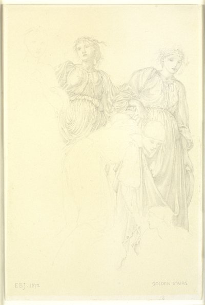 Groupe de femmes, étude préliminaire pour la peinture, Les escaliers dorés - Edward Coley Burne Jones