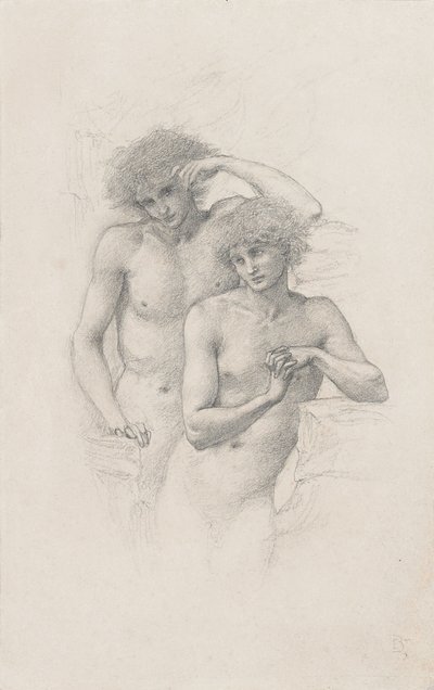 Étude de deux nus masculins pour "Arthur in Avalon" - Edward Burne Jones