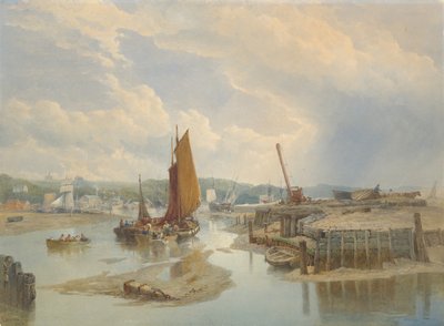 Une ville sur un estuaire à marée basse - Edward Duncan