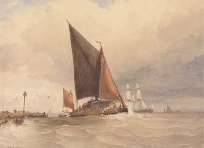 Chaland à voile en mer - Edward Duncan