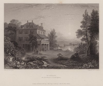 Villa Diodati, résidence de Lord Byron (gravure) - Edward Francis (after) Finden