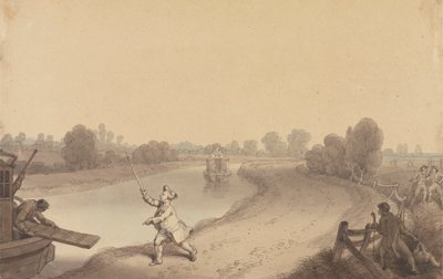 Canal de Paddington : la jonction à Wormwood Scrubbs, avec un passager hélant le bateau de passage d