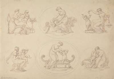 Six études de mère et fille jouant - Edward Francis Burney