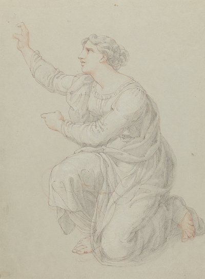 Étude pour la figure agenouillée de Priscilla - Edward Francis Burney
