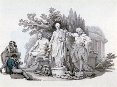 Deux Jeunes contemplant les Statues de Démosthène, Cicéron et Pitt - Edward Francis Burney