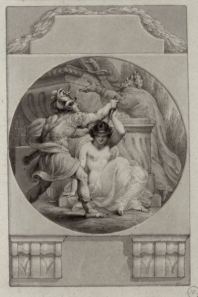 Guerrier sacrifiant une jeune femme - Edward Francis Burney
