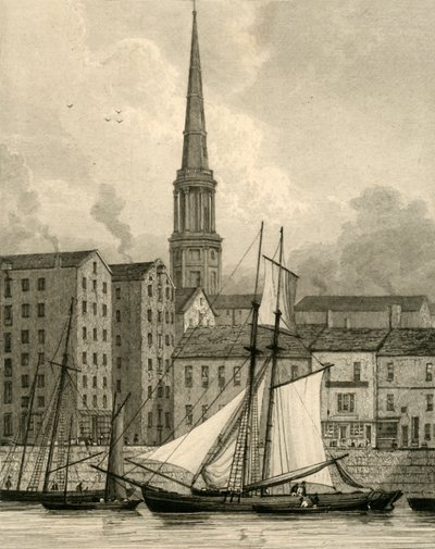 Église Saint-Georges depuis les docks, Liverpool, vers 1830 - Edward Francis Finden