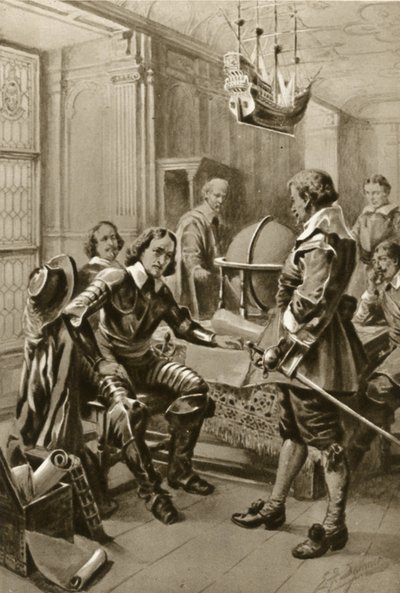 Robert Blake rend visite à Oliver Cromwell dans la salle du Conseil à Whitehall - Edward Frederick Skinner