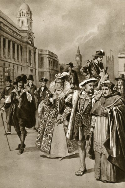 Rues de Londres : Roi Charles Ier, Reine Élisabeth Ire, Roi Henri VIII, Cardinal Wolsey - Edward Frederick Skinner