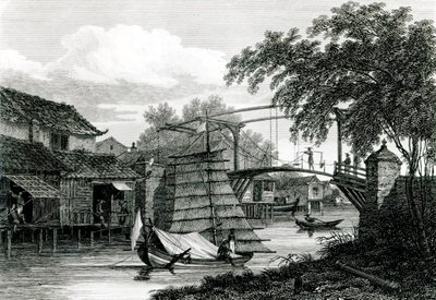 Pont-levis à Malacca, gravé par George Cooke - Edward Hawke Locker