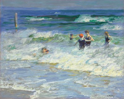 Jouer dans les vagues - Edward Henry Potthast