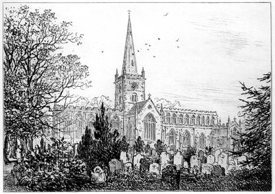 Église de Stratford vue du nord, Stratford-upon-Avon, Warwickshire, 1885 - Edward Hull