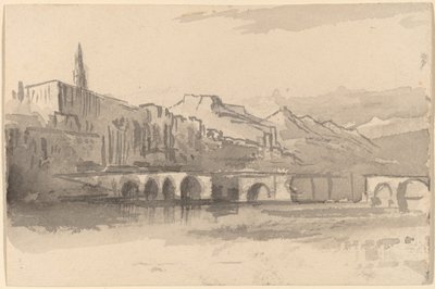 Pont avec montagnes au loin, Ventimiglia, 1884-1885 - Edward Lear