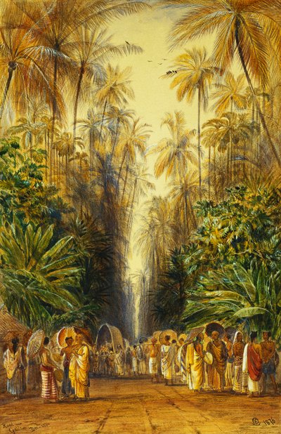 Figures sur une route près de Galle, Ceylan - Edward Lear