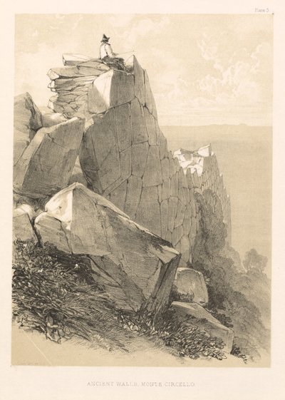 Excursion illustrée en Italie vol. II : Murs anciens, Monte Circello, 1846 - Edward Lear