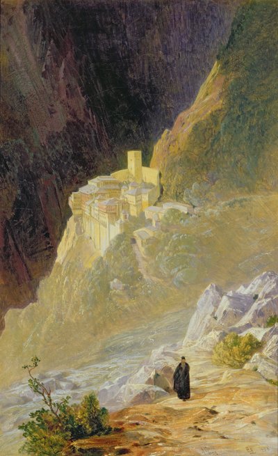 Mont Athos, Le Monastère de Saint-Paul, 1858 - Edward Lear