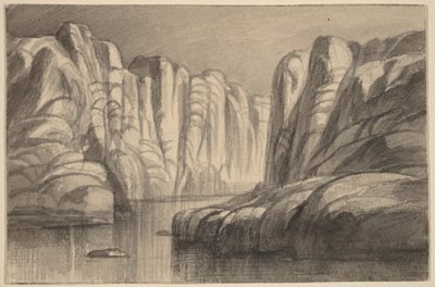 Rivière serpentant à travers une formation rocheuse (Philae, Égypte) - Edward Lear