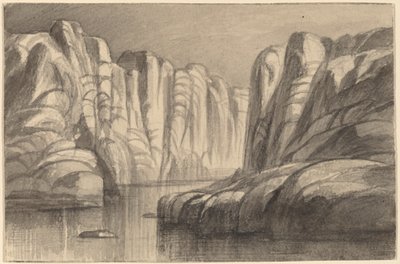 Rivière serpentant à travers une formation rocheuse, Philae, Égypte - Edward Lear