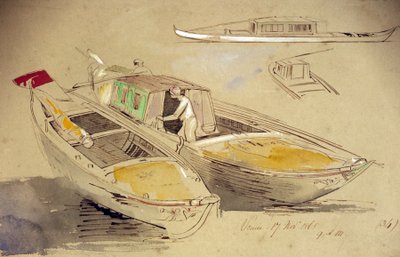 Études de bateaux vénitiens, sur le rivage - Edward Lear