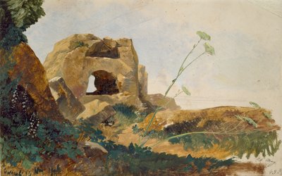 Étude de rochers et de feuillage, Agrigente Girgenti, Sicile, 1847 - Edward Lear